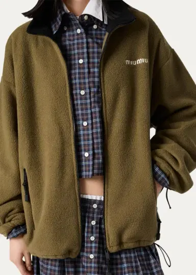 Miu Miu Pile Mock Collar Jacket | Thumbnail 4 Miu Miu Pile Mock Collar Jacket | Thumbnail 4