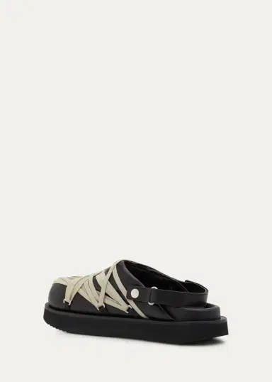Rick Owens Men's Megalace Leather Slides | Thumbnail 4 Rick Owens Men's Megalace Leather Slides | Thumbnail 4