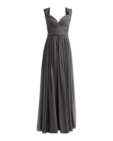 Pamella Roland Sleeveless Ruched Chiffon Cape Gown | Thumbnail 1 Pamella Roland Sleeveless Ruched Chiffon Cape Gown | Thumbnail 1