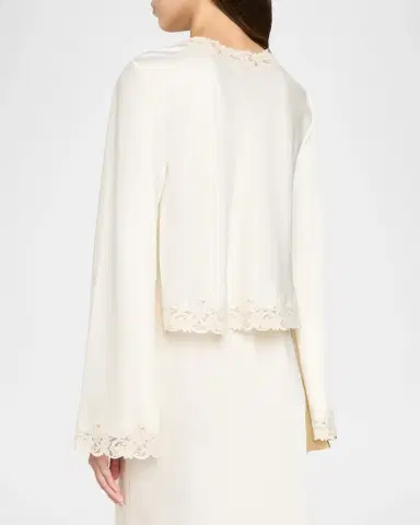 LoveShackFancy Fioretta Lace-Trim Satin Top | Thumbnail 3 LoveShackFancy Fioretta Lace-Trim Satin Top | Thumbnail 3