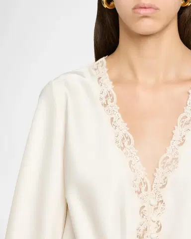 LoveShackFancy Fioretta Lace-Trim Satin Top | Thumbnail 5 LoveShackFancy Fioretta Lace-Trim Satin Top | Thumbnail 5