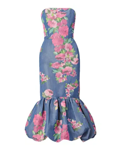 Shoshanna Julieanne Strapless Floral Taffeta Mermaid Midi Dress | Thumbnail 1 Shoshanna Julieanne Strapless Floral Taffeta Mermaid Midi Dress | Thumbnail 1