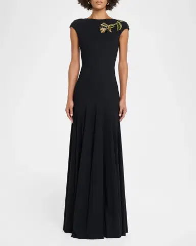 Chiara Boni La Petite Robe Isolda Beaded 3D Flower Appliqué Drop-Waist Maxi Dress | Thumbnail 2 Chiara Boni La Petite Robe Isolda Beaded 3D Flower Appliqué Drop-Waist Maxi Dress | Thumbnail 2