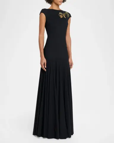 Chiara Boni La Petite Robe Isolda Beaded 3D Flower Appliqué Drop-Waist Maxi Dress | Thumbnail 4 Chiara Boni La Petite Robe Isolda Beaded 3D Flower Appliqué Drop-Waist Maxi Dress | Thumbnail 4