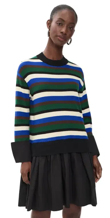 SIMONMILLER Pip Poplin Combo Dress Rugby tripe | Thumbnail 1 SIMONMILLER Pip Poplin Combo Dress Rugby tripe | Thumbnail 1