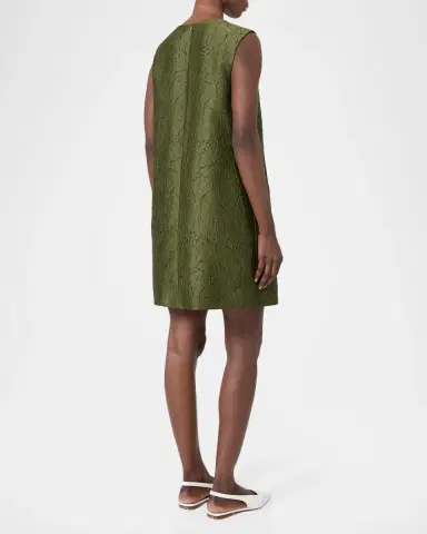 Max Mara Embellished Floral Jacquard Sleeveless Mini Shift Dress | Thumbnail 3 Max Mara Embellished Floral Jacquard Sleeveless Mini Shift Dress | Thumbnail 3