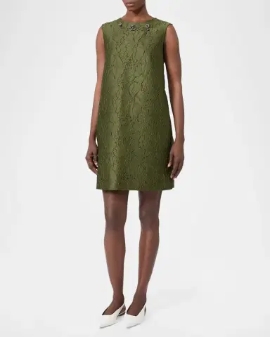 Max Mara Embellished Floral Jacquard Sleeveless Mini Shift Dress | Thumbnail 4 Max Mara Embellished Floral Jacquard Sleeveless Mini Shift Dress | Thumbnail 4