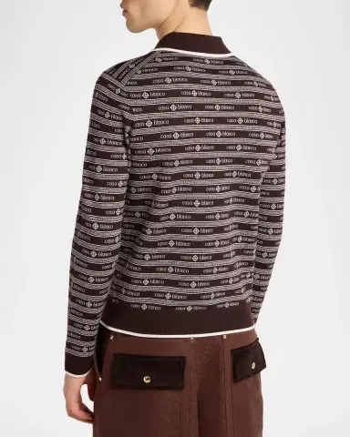 Casablanca Men's Wool Knit Logo Long-Sleeve Polo Shirt | Thumbnail 3 Casablanca Men's Wool Knit Logo Long-Sleeve Polo Shirt | Thumbnail 3