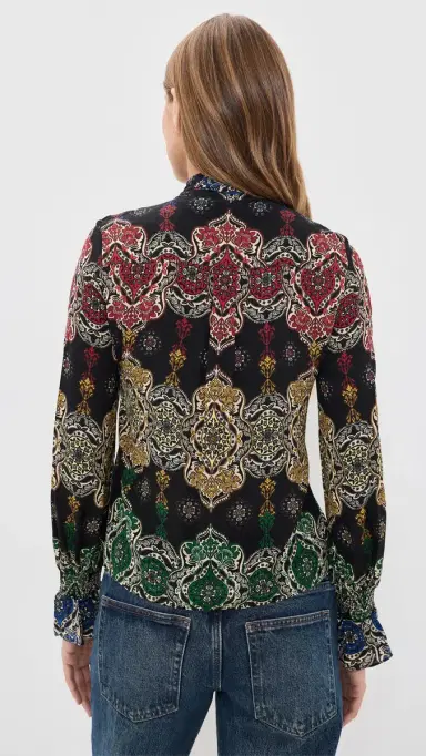 Alice + Olivia loyd Neck Wrap Button Down Shirt Road To ove g | Thumbnail 3 Alice + Olivia loyd Neck Wrap Button Down Shirt Road To ove g | Thumbnail 3