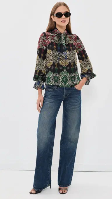 Alice + Olivia loyd Neck Wrap Button Down Shirt Road To ove g | Thumbnail 5 Alice + Olivia loyd Neck Wrap Button Down Shirt Road To ove g | Thumbnail 5