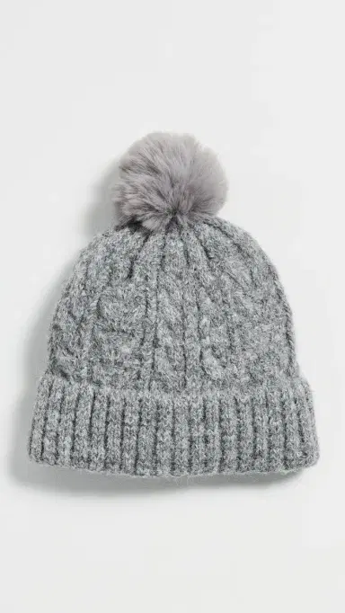 Hat Attack Alpine Cable Beanie With Pom Heather Grey One Size | Thumbnail 2 Hat Attack Alpine Cable Beanie With Pom Heather Grey One Size | Thumbnail 2
