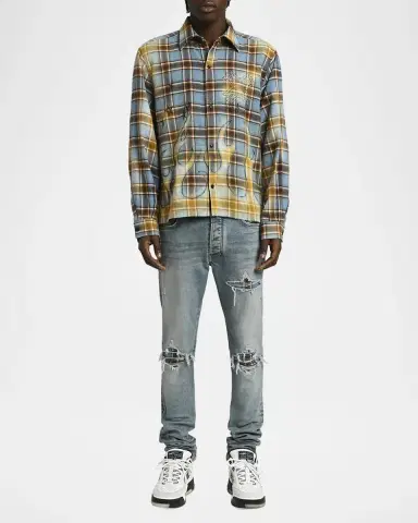 AMIRI Men's Cotton Plaid MA Quad Flames Button-Down Shirt | Thumbnail 2 AMIRI Men's Cotton Plaid MA Quad Flames Button-Down Shirt | Thumbnail 2