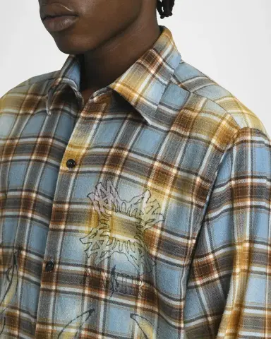 AMIRI Men's Cotton Plaid MA Quad Flames Button-Down Shirt | Thumbnail 5 AMIRI Men's Cotton Plaid MA Quad Flames Button-Down Shirt | Thumbnail 5