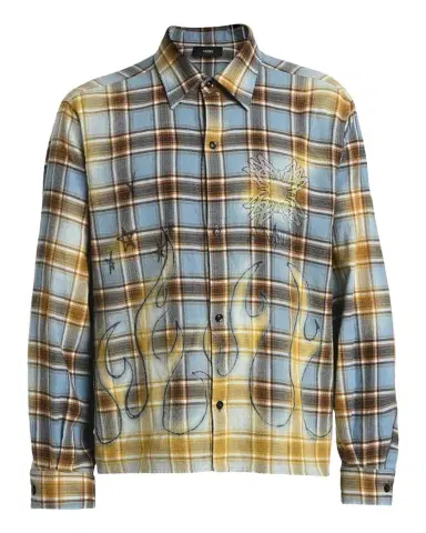 AMIRI Men's Cotton Plaid MA Quad Flames Button-Down Shirt | Thumbnail 1 AMIRI Men's Cotton Plaid MA Quad Flames Button-Down Shirt | Thumbnail 1