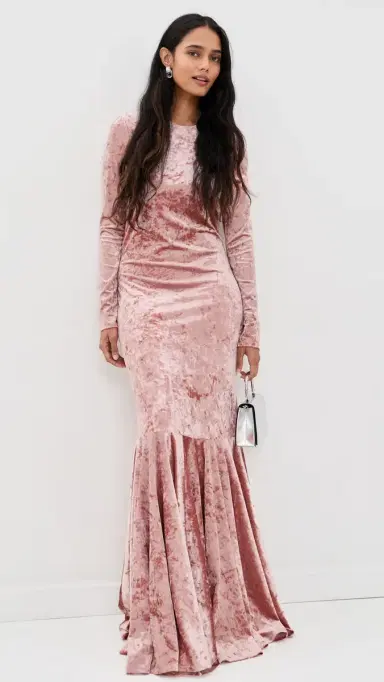 CAROLINE CONSTAS Alexandra Velvet Gown Dusty Rose | Thumbnail 2 CAROLINE CONSTAS Alexandra Velvet Gown Dusty Rose | Thumbnail 2