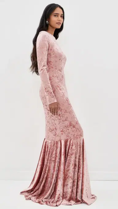 CAROLINE CONSTAS Alexandra Velvet Gown Dusty Rose | Thumbnail 4 CAROLINE CONSTAS Alexandra Velvet Gown Dusty Rose | Thumbnail 4