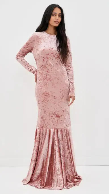 CAROLINE CONSTAS Alexandra Velvet Gown Dusty Rose | Thumbnail 5 CAROLINE CONSTAS Alexandra Velvet Gown Dusty Rose | Thumbnail 5