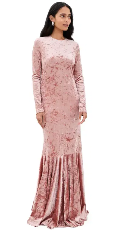 CAROLINE CONSTAS Alexandra Velvet Gown Dusty Rose | Thumbnail 1 CAROLINE CONSTAS Alexandra Velvet Gown Dusty Rose | Thumbnail 1