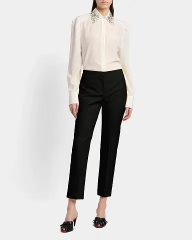 McQueen Embellished Collar Silk Button-Down Shirt | Thumbnail 2 McQueen Embellished Collar Silk Button-Down Shirt | Thumbnail 2