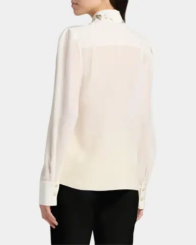 McQueen Embellished Collar Silk Button-Down Shirt | Thumbnail 3 McQueen Embellished Collar Silk Button-Down Shirt | Thumbnail 3