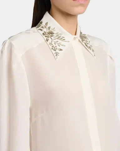 McQueen Embellished Collar Silk Button-Down Shirt | Thumbnail 5 McQueen Embellished Collar Silk Button-Down Shirt | Thumbnail 5