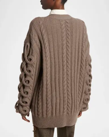 Etro Loop Cable Knit V-Neck Cardigan | Thumbnail 3 Etro Loop Cable Knit V-Neck Cardigan | Thumbnail 3