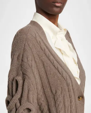 Etro Loop Cable Knit V-Neck Cardigan | Thumbnail 5 Etro Loop Cable Knit V-Neck Cardigan | Thumbnail 5