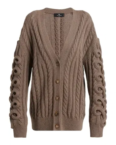 Etro Loop Cable Knit V-Neck Cardigan | Thumbnail 1 Etro Loop Cable Knit V-Neck Cardigan | Thumbnail 1