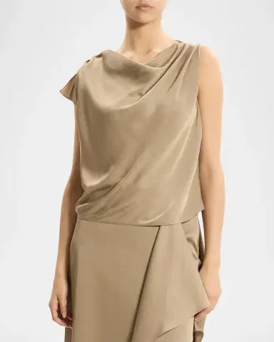 Theory Cowlneck Satin Blouse | Thumbnail 4 Theory Cowlneck Satin Blouse | Thumbnail 4