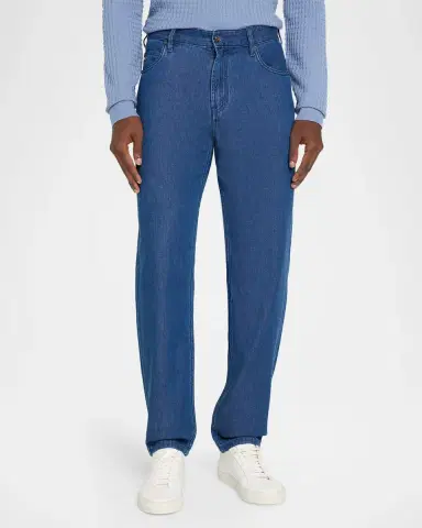 Emporio Armani Men's Medium-Wash Denim Straight-Leg Jeans | Thumbnail 4 Emporio Armani Men's Medium-Wash Denim Straight-Leg Jeans | Thumbnail 4