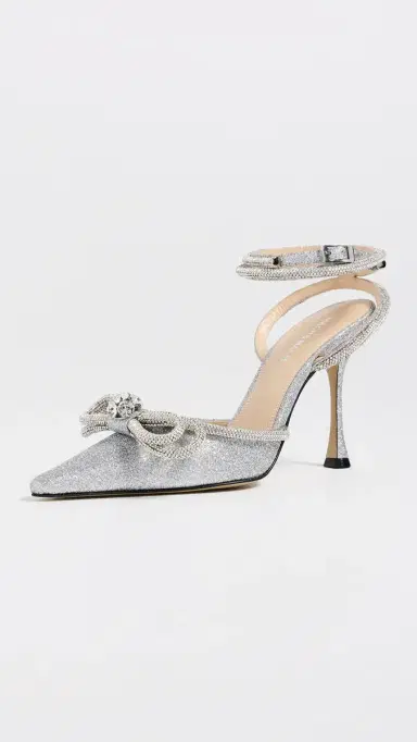 Mach & Mach Double Bow Glitter High Heels Silver | Thumbnail 2 Mach & Mach Double Bow Glitter High Heels Silver | Thumbnail 2