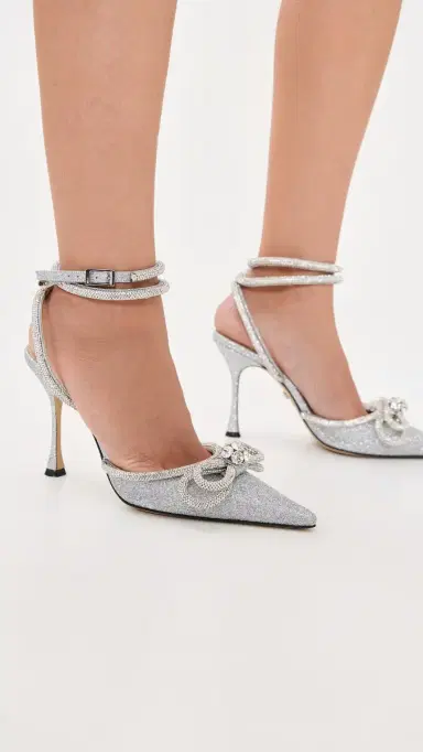 Mach & Mach Double Bow Glitter High Heels Silver | Thumbnail 5 Mach & Mach Double Bow Glitter High Heels Silver | Thumbnail 5