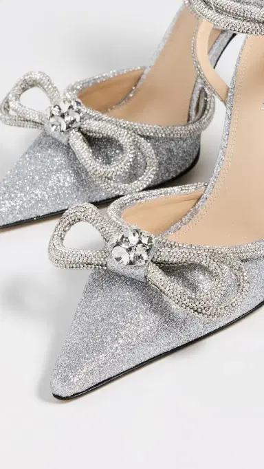 Mach & Mach Double Bow Glitter High Heels Silver | Thumbnail 6 Mach & Mach Double Bow Glitter High Heels Silver | Thumbnail 6