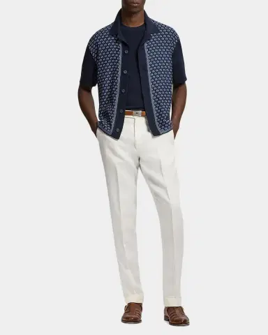 Ralph Lauren Purple Label Men's Silk-Cotton Short-Sleeve Cardigan | Thumbnail 2 Ralph Lauren Purple Label Men's Silk-Cotton Short-Sleeve Cardigan | Thumbnail 2