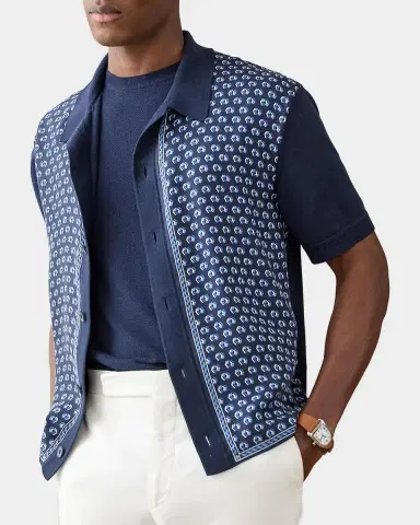 Ralph Lauren Purple Label Men's Silk-Cotton Short-Sleeve Cardigan | Thumbnail 6 Ralph Lauren Purple Label Men's Silk-Cotton Short-Sleeve Cardigan | Thumbnail 6