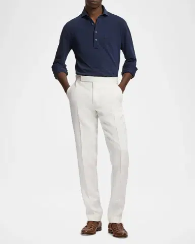 Ralph Lauren Purple Label Men's Washed Piqué Polo Shirt | Thumbnail 2 Ralph Lauren Purple Label Men's Washed Piqué Polo Shirt | Thumbnail 2