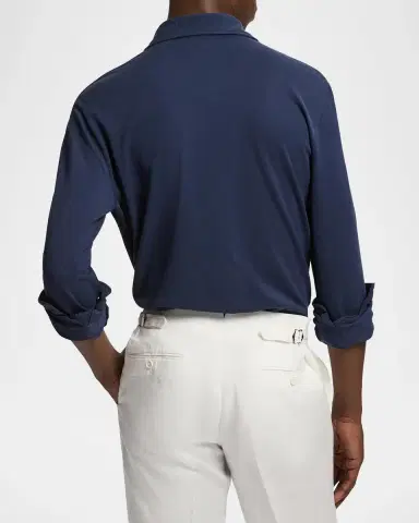 Ralph Lauren Purple Label Men's Washed Piqué Polo Shirt | Thumbnail 3 Ralph Lauren Purple Label Men's Washed Piqué Polo Shirt | Thumbnail 3