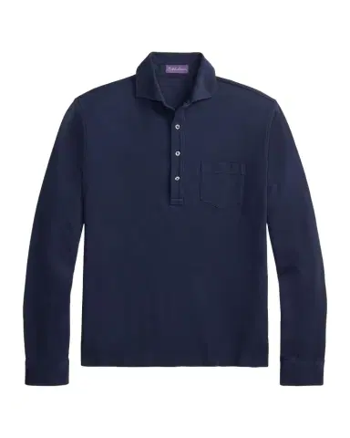 Ralph Lauren Purple Label Men's Washed Piqué Polo Shirt | Thumbnail 1 Ralph Lauren Purple Label Men's Washed Piqué Polo Shirt | Thumbnail 1