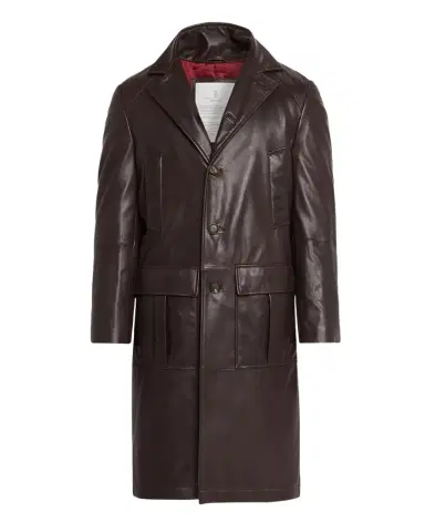 Brunello Cucinelli Men's Napa Leather Overcoat with Thermore Padding | Thumbnail 1 Brunello Cucinelli Men's Napa Leather Overcoat with Thermore Padding | Thumbnail 1