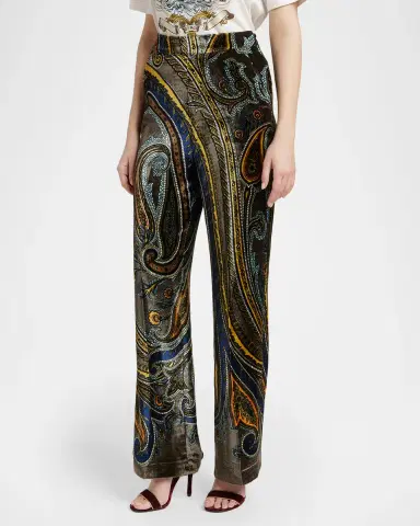 Etro Paisley Velvet Straight-Leg Pants | Thumbnail 4 Etro Paisley Velvet Straight-Leg Pants | Thumbnail 4