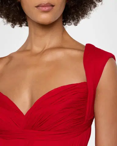 Pamella Roland Sleeveless Ruched Chiffon Cape Gown | Thumbnail 5 Pamella Roland Sleeveless Ruched Chiffon Cape Gown | Thumbnail 5