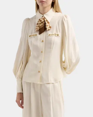 Zimmermann Utility Printed Tie-Neck Blouse | Thumbnail 4 Zimmermann Utility Printed Tie-Neck Blouse | Thumbnail 4