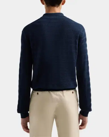 Ralph Lauren Tonal Textured Stripe Knit Polo Sweater | Thumbnail 3 Ralph Lauren Tonal Textured Stripe Knit Polo Sweater | Thumbnail 3