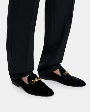 Versace Men's Medusa Velvet Loafers | Thumbnail 2 Versace Men's Medusa Velvet Loafers | Thumbnail 2