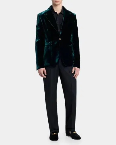 Versace Men's Medusa Velvet Loafers | Thumbnail 3 Versace Men's Medusa Velvet Loafers | Thumbnail 3