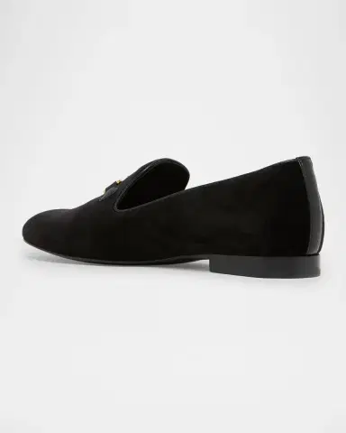 Versace Men's Medusa Velvet Loafers | Thumbnail 4 Versace Men's Medusa Velvet Loafers | Thumbnail 4