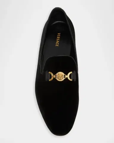 Versace Men's Medusa Velvet Loafers | Thumbnail 6 Versace Men's Medusa Velvet Loafers | Thumbnail 6