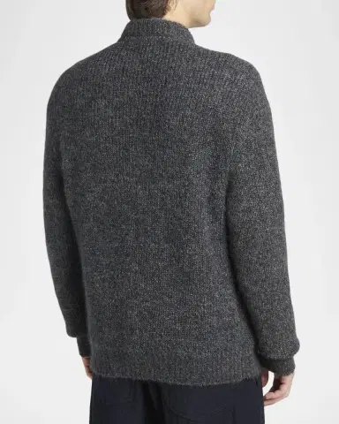 Giorgio Armani Men's Rib-Knit Mohair-Blend Cardigan | Thumbnail 3 Giorgio Armani Men's Rib-Knit Mohair-Blend Cardigan | Thumbnail 3