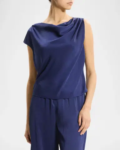 Theory Cowlneck Satin Blouse | Thumbnail 4 Theory Cowlneck Satin Blouse | Thumbnail 4