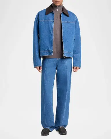 Bottega Veneta Men's Intrecciato Label Wide-Leg Jeans | Thumbnail 2 Bottega Veneta Men's Intrecciato Label Wide-Leg Jeans | Thumbnail 2